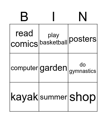 Bingo! Bingo Card