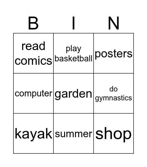 Bingo! Bingo Card