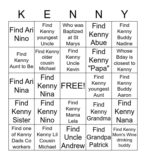 Jesus Loves Kenny  Bingo Card