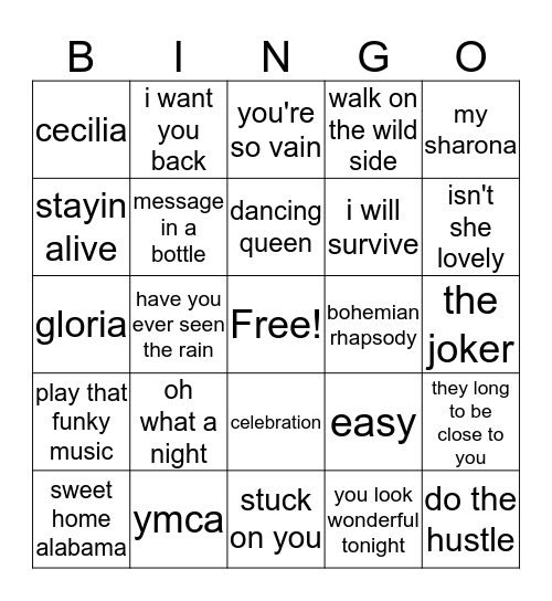 it's time for the 70's Bingo Card