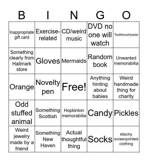 Margie Christmas Bingo Card