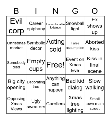 Hallmark Christmas Bingo Card