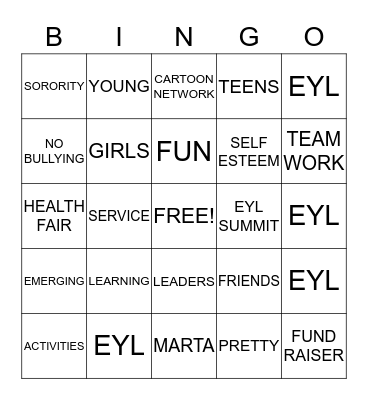 EYL Bingo Card