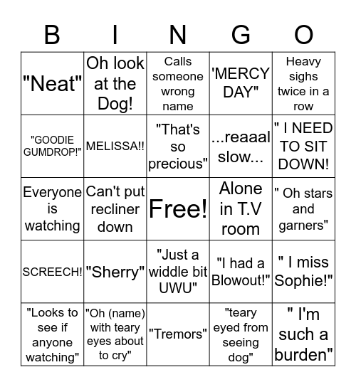 Grandma L Bingo Card