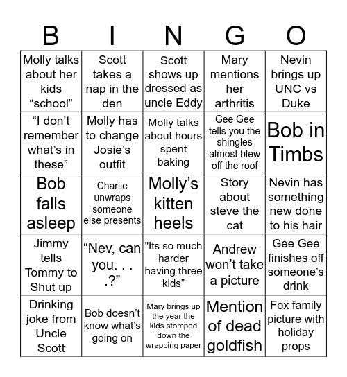 Websters Bingo Card