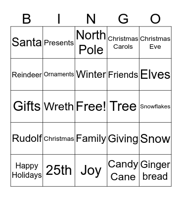 Christmas Bingo Card