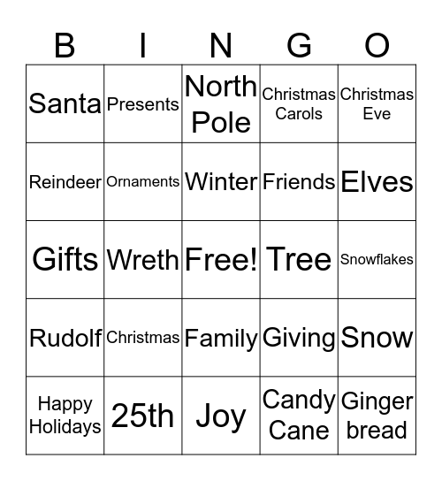 Christmas Bingo Card