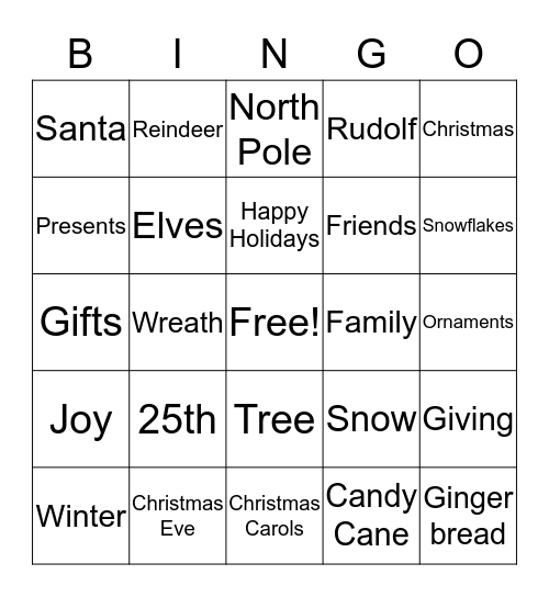 Christmas Bingo Card