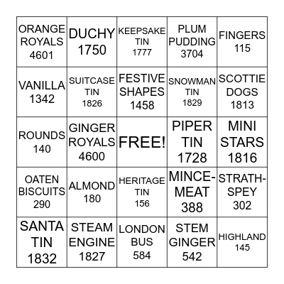 WALKERS SHORTBREAD BINGO Card