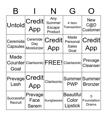 Arden Bingo Card