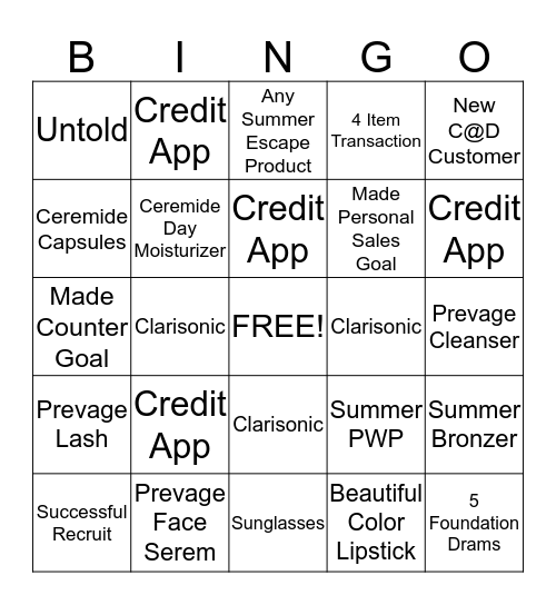 Arden Bingo Card