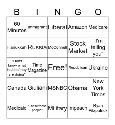Grandad Bingo Card