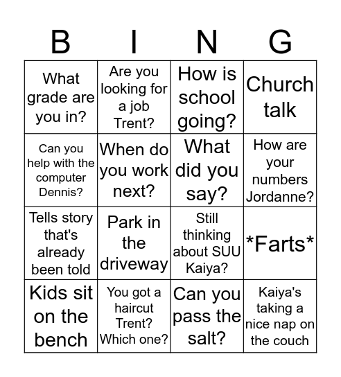 Boomer Bingo Card
