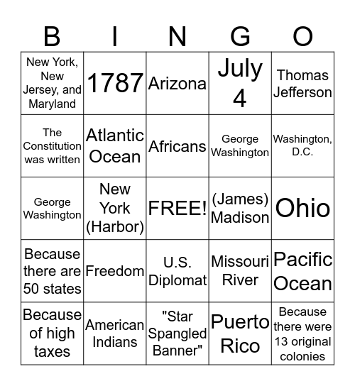 May 17, 2014 Bingo Card