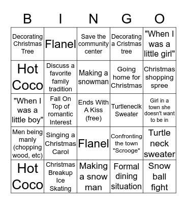 Hallmark Holiday Bingo Card