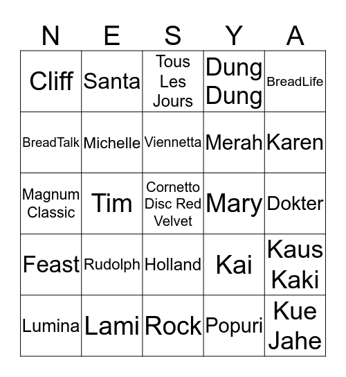 NESYAAAAA Bingo Card