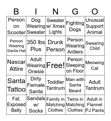 Shitshow Bingo - Holiday Edition Bingo Card