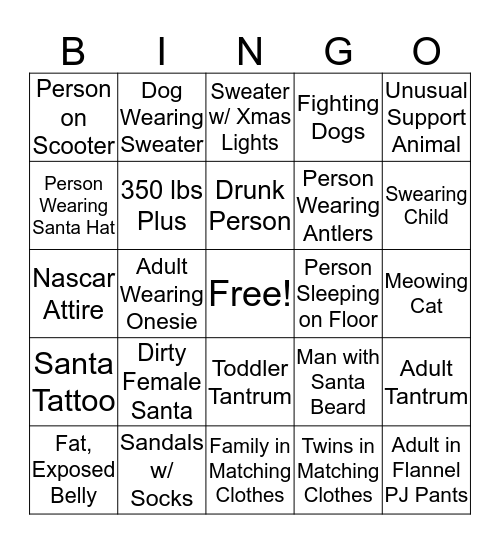 Shitshow Bingo - Holiday Edition Bingo Card