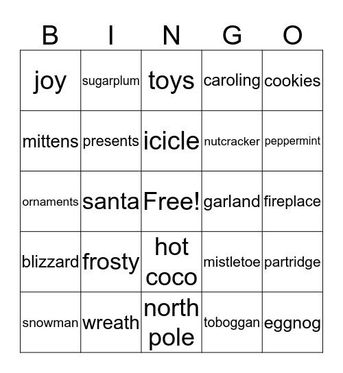 December 25th BINGO Card