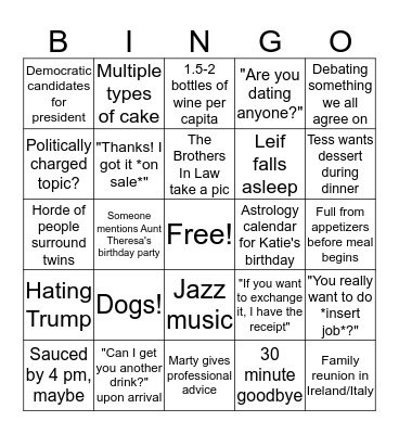 Dysfunctional Family Christmas Bingo