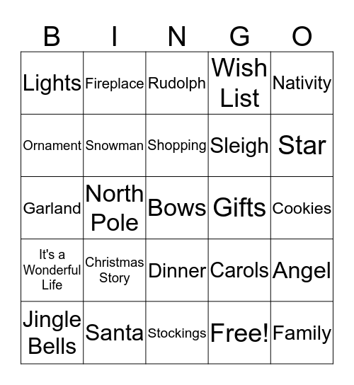 Merry Christmas Bingo Card