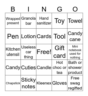 Oepping Christmas sock BINGO Card