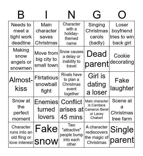 ROSE FAMILY - Hallmark Christmas Movie Bingo Card