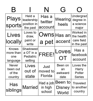 Class of 2017 Bingo Card