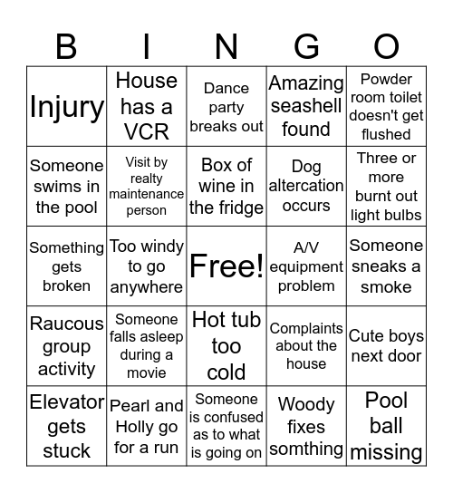 2019 Beach-House Bingo Card