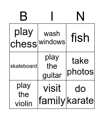 I can... Bingo Card