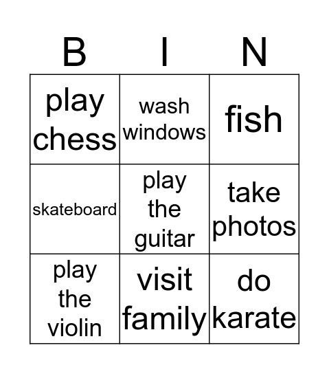 I can... Bingo Card