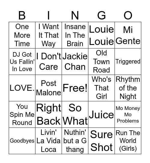 Bingo: Variety Bingo Card