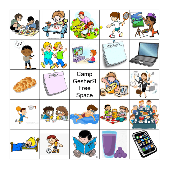 Shabbat Bingo Card