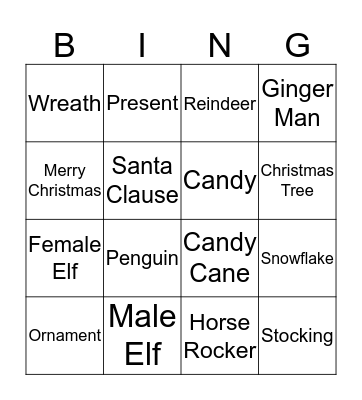 Christmas  Bingo Card