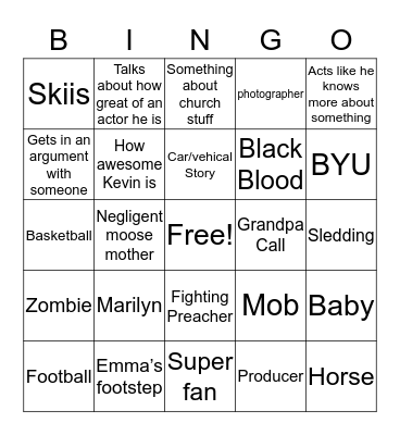 David Bingo Card