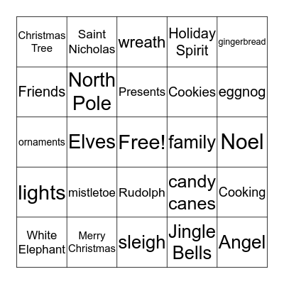Christmas Bingo Card