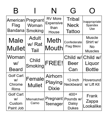 Drag Strip Bingo Card