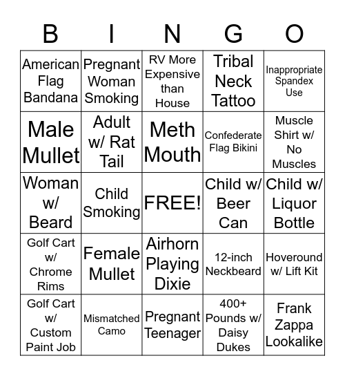 Drag Strip Bingo Card