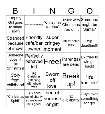 Hallmark Movie Bingo Card