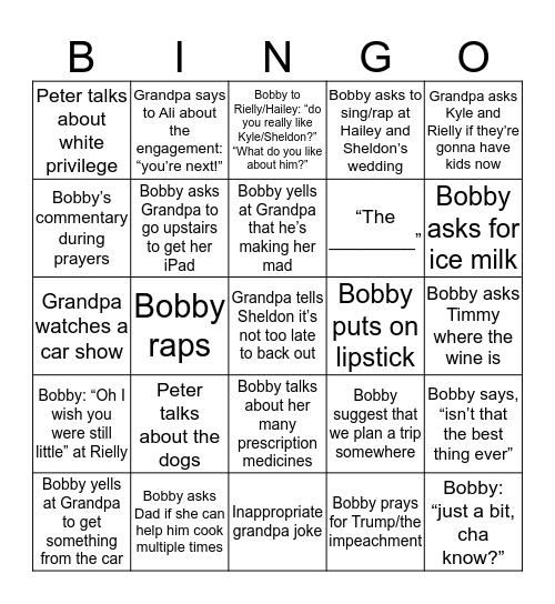 Bobby Bingo Card