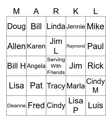 Serving with Friends Bingo Card