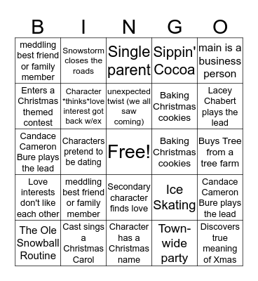 Hallmark Christmas Bingo Card