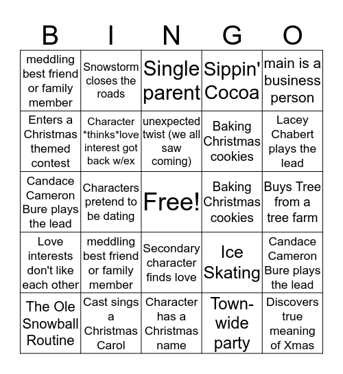 Hallmark Christmas Bingo Card