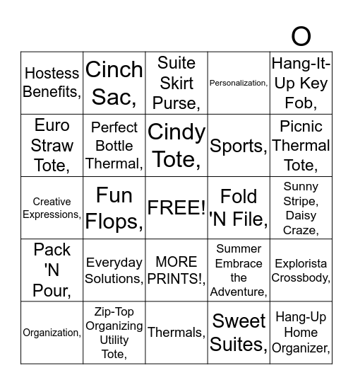 Dina's Thirty-One Party Bingo Card