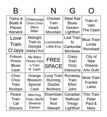 Trains Bingo Card