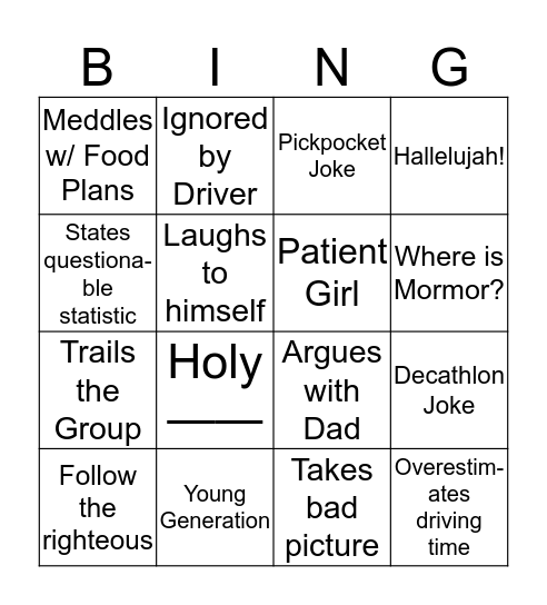Danny Bingo Card