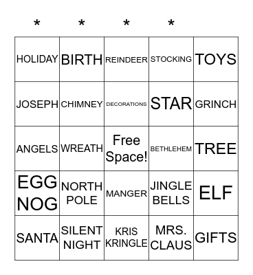 CHRISTMAS BINGO FOR DOODADS Bingo Card