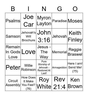 Spritual Bingo Card