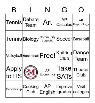 College Bingo Card
