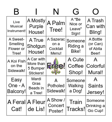 Bywater Bingo! Bingo Card